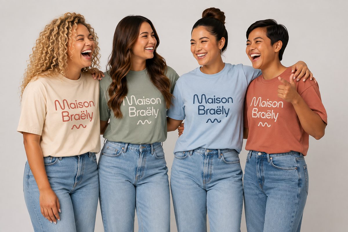 Quatre professionnelles de l'équipe Maison Braëly rient ensemble